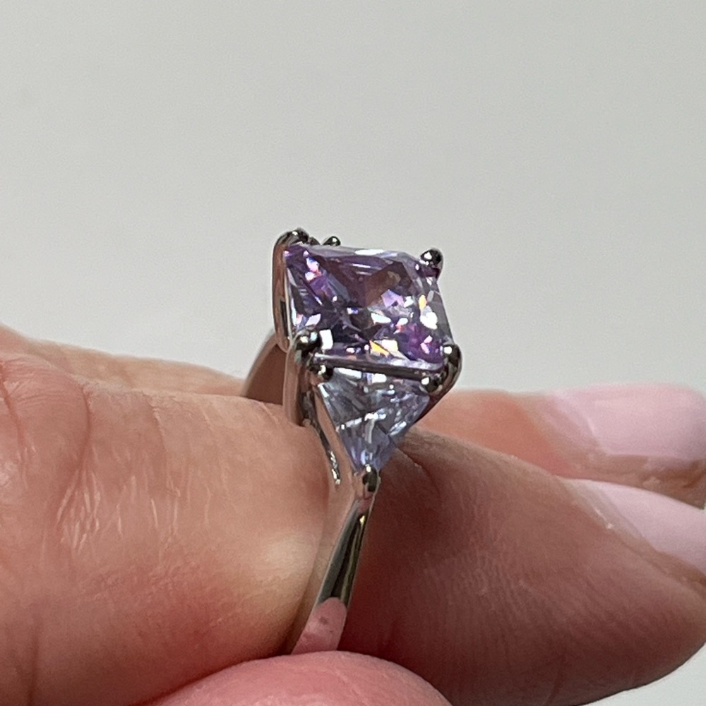 Sterling Silver Ring W/Amethyst Colored Emerald C… - image 7